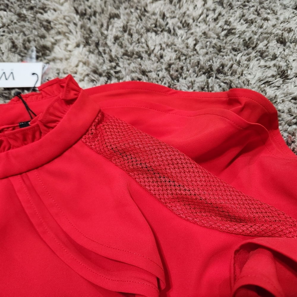 WHY DRESS -Ruffle MESH LONG SLEEVE Size L - Picture 3 of 7
